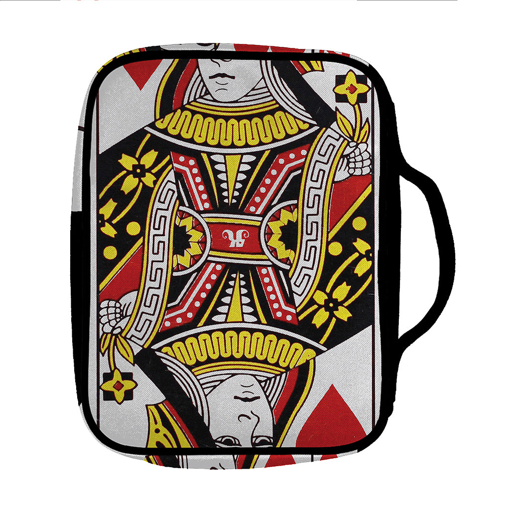 Queen Of Hearts Playing Card Print Front Pocket Bible Bag