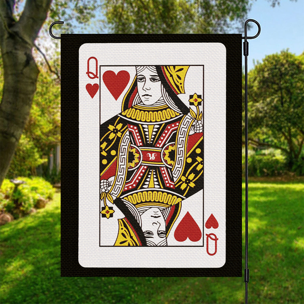 Queen Of Hearts Playing Card Print Garden Flag