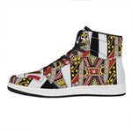 Queen Of Hearts Playing Card Print High Top Leather Sneakers
