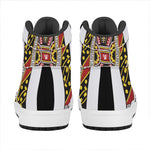 Queen Of Hearts Playing Card Print High Top Leather Sneakers