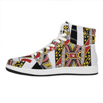 Queen Of Hearts Playing Card Print High Top Leather Sneakers