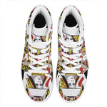 Queen Of Hearts Playing Card Print High Top Leather Sneakers
