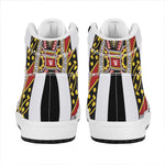 Queen Of Hearts Playing Card Print High Top Leather Sneakers