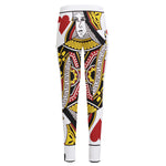 Queen Of Hearts Playing Card Print High-Waisted Pocket Leggings