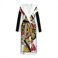 Queen Of Hearts Playing Card Print Hooded Bathrobe