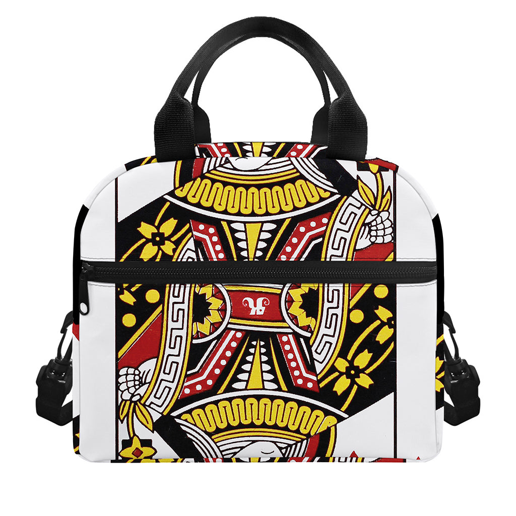 Queen Of Hearts Playing Card Print Insulated Lunch Bag