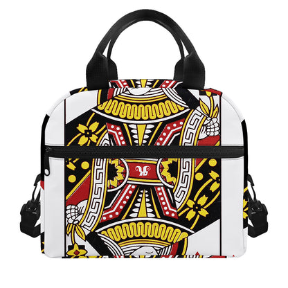 Queen Of Hearts Playing Card Print Insulated Lunch Bag