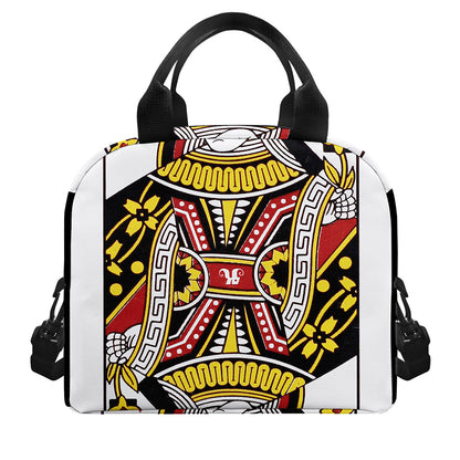 Queen Of Hearts Playing Card Print Insulated Lunch Bag