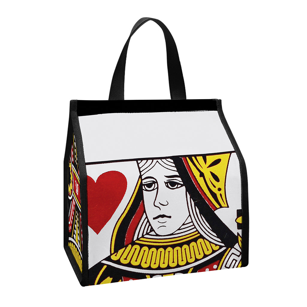 Queen Of Hearts Playing Card Print Insulated Lunch Tote