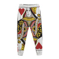 Queen Of Hearts Playing Card Print Jogger Pants