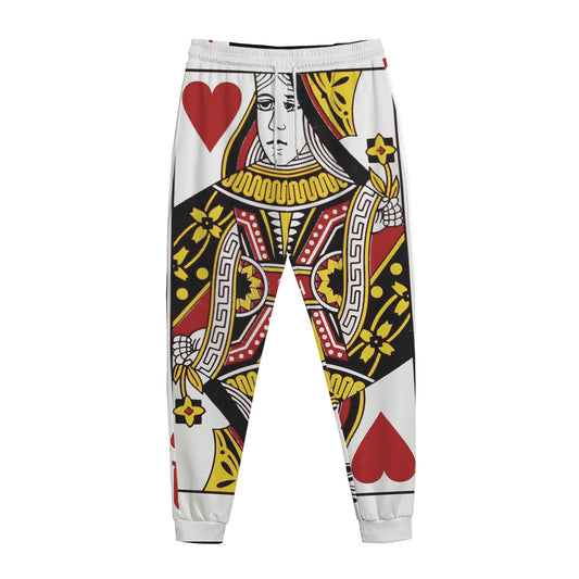 Queen Of Hearts Playing Card Print Jogger Pants