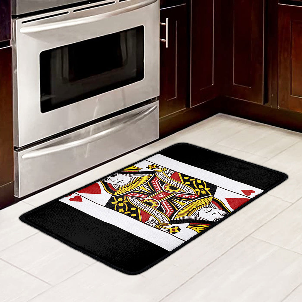Queen Of Hearts Playing Card Print Kitchen Mat