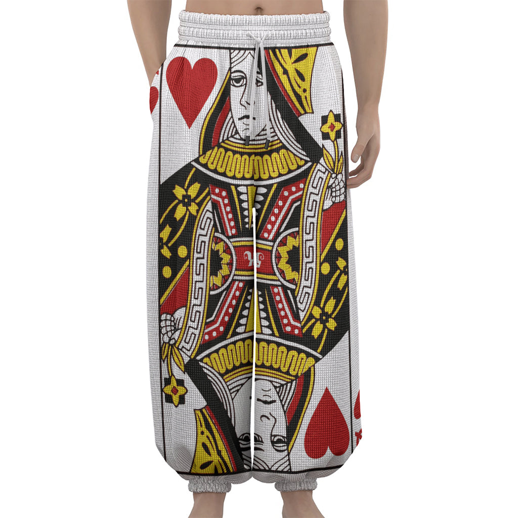 Queen Of Hearts Playing Card Print Lantern Pants