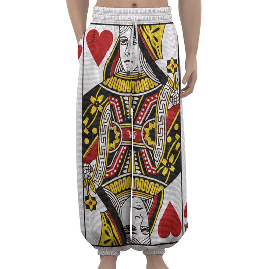 Queen Of Hearts Playing Card Print Lantern Pants