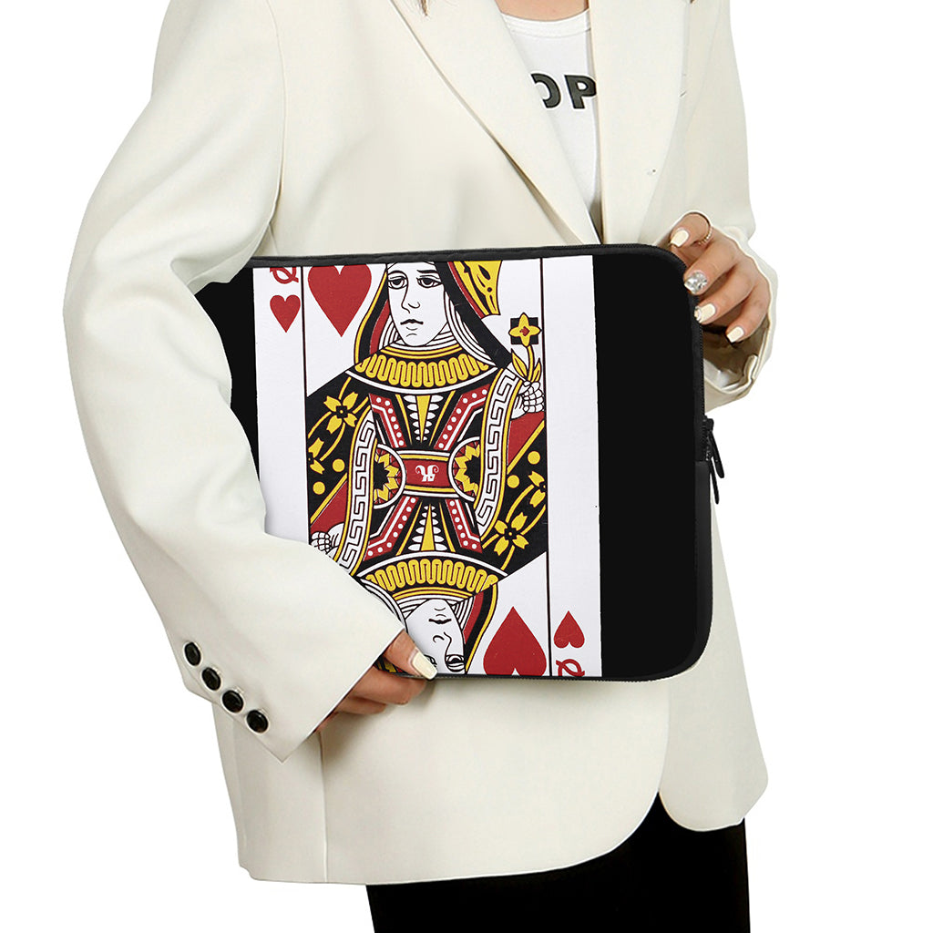 Queen Of Hearts Playing Card Print Laptop Sleeve