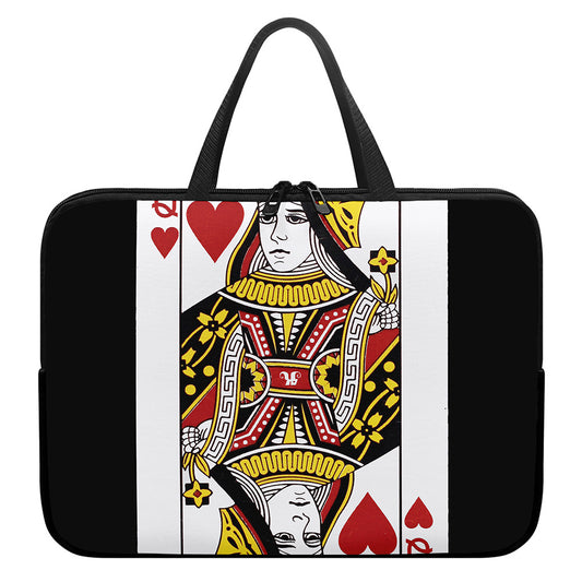 Queen Of Hearts Playing Card Print Laptop Sleeve With Handle