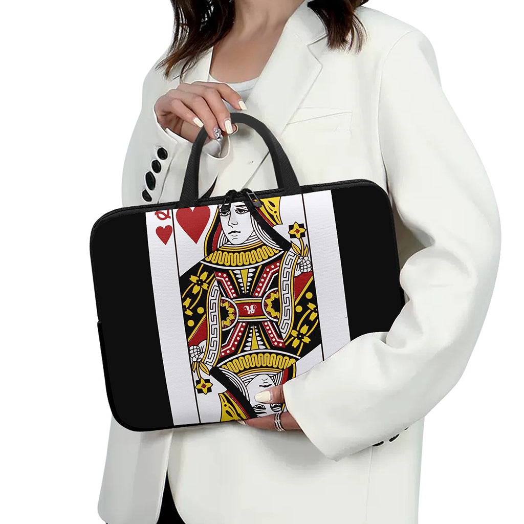 Queen Of Hearts Playing Card Print Laptop Sleeve With Handle