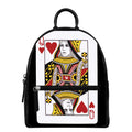 Queen Of Hearts Playing Card Print Leather Backpack