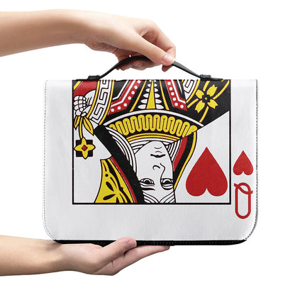 Queen Of Hearts Playing Card Print Leather Bible Cover