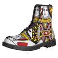 Queen Of Hearts Playing Card Print Lace-Up Boots