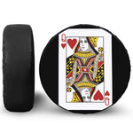 Queen Of Hearts Playing Card Print Leather Spare Tire Cover