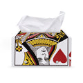 Queen Of Hearts Playing Card Print Leather Tissue Box Cover