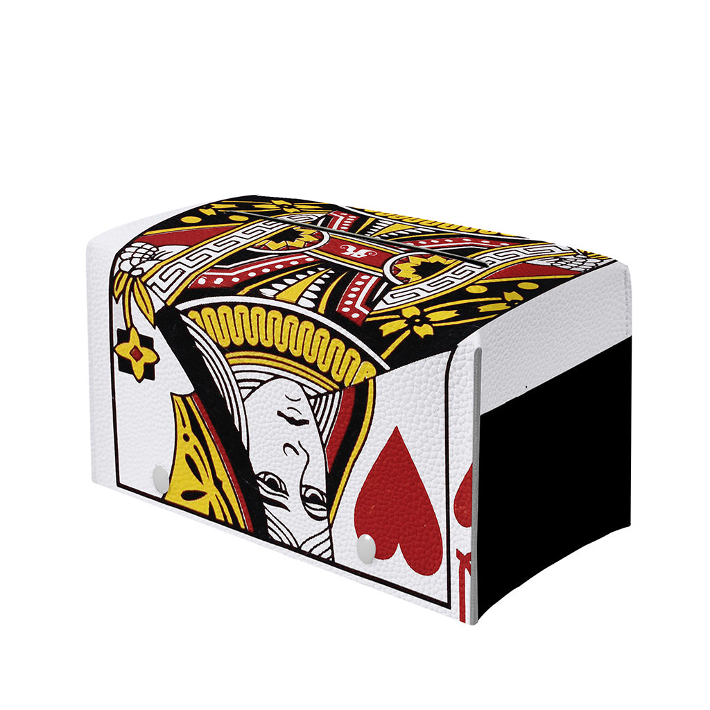 Queen Of Hearts Playing Card Print Leather Tissue Box Cover