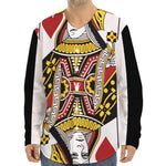 Queen Of Hearts Playing Card Print Long Sleeve Baseball Jersey