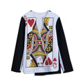 Queen Of Hearts Playing Card Print Long Sleeve Short Coat