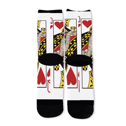 Queen Of Hearts Playing Card Print Long Socks