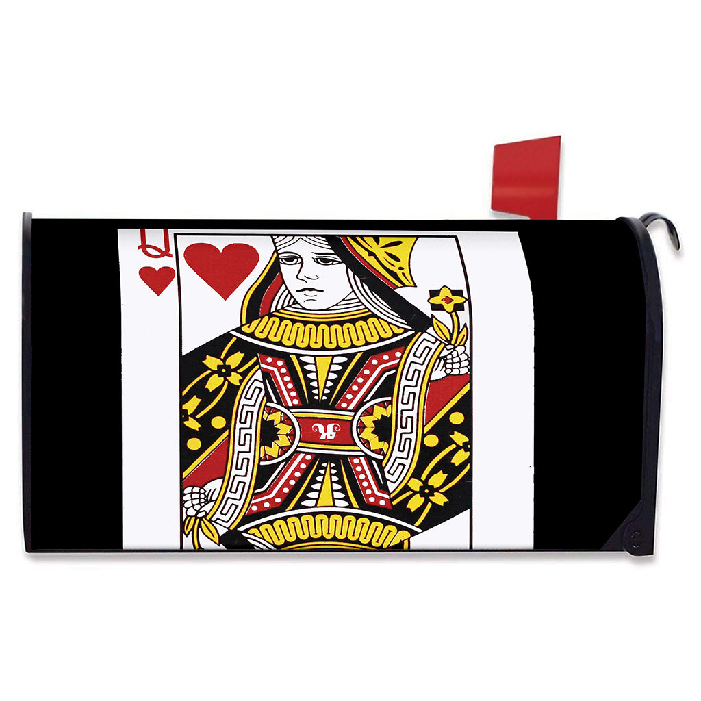 Queen Of Hearts Playing Card Print Mailbox Cover