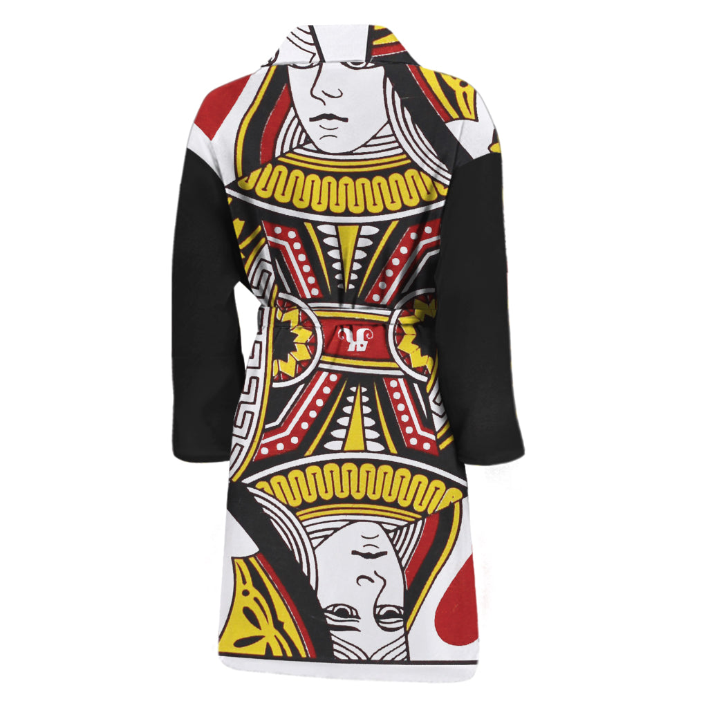 Queen Of Hearts Playing Card Print Men's Bathrobe