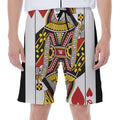 Queen Of Hearts Playing Card Print Men's Beach Shorts