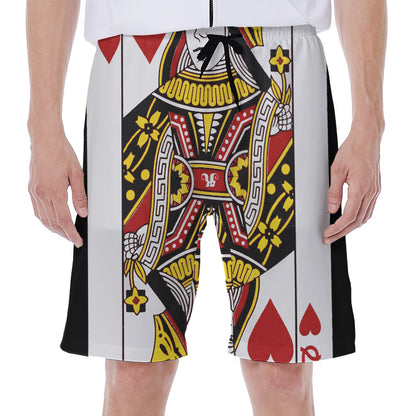 Queen Of Hearts Playing Card Print Men's Beach Shorts