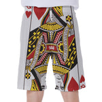 Queen Of Hearts Playing Card Print Men's Beach Shorts