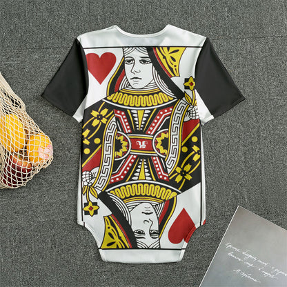 Queen Of Hearts Playing Card Print Men's Bodysuit