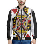 Queen Of Hearts Playing Card Print Men's Bomber Jacket