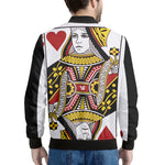 Queen Of Hearts Playing Card Print Men's Bomber Jacket