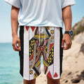 Queen Of Hearts Playing Card Print Men's Cargo Shorts