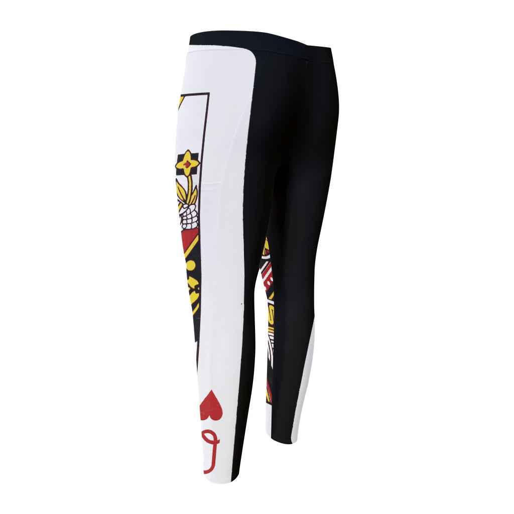 Queen Of Hearts Playing Card Print Men's Compression Pants