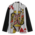 Queen Of Hearts Playing Card Print Men's Cotton Blazer