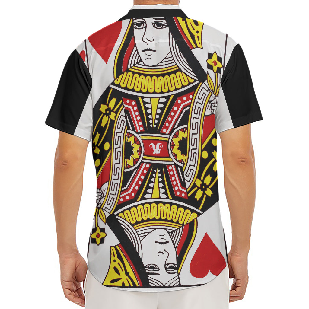 Queen Of Hearts Playing Card Print Men's Deep V-Neck Shirt