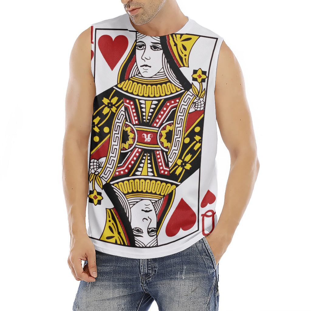 Queen Of Hearts Playing Card Print Men's Fitness Tank Top