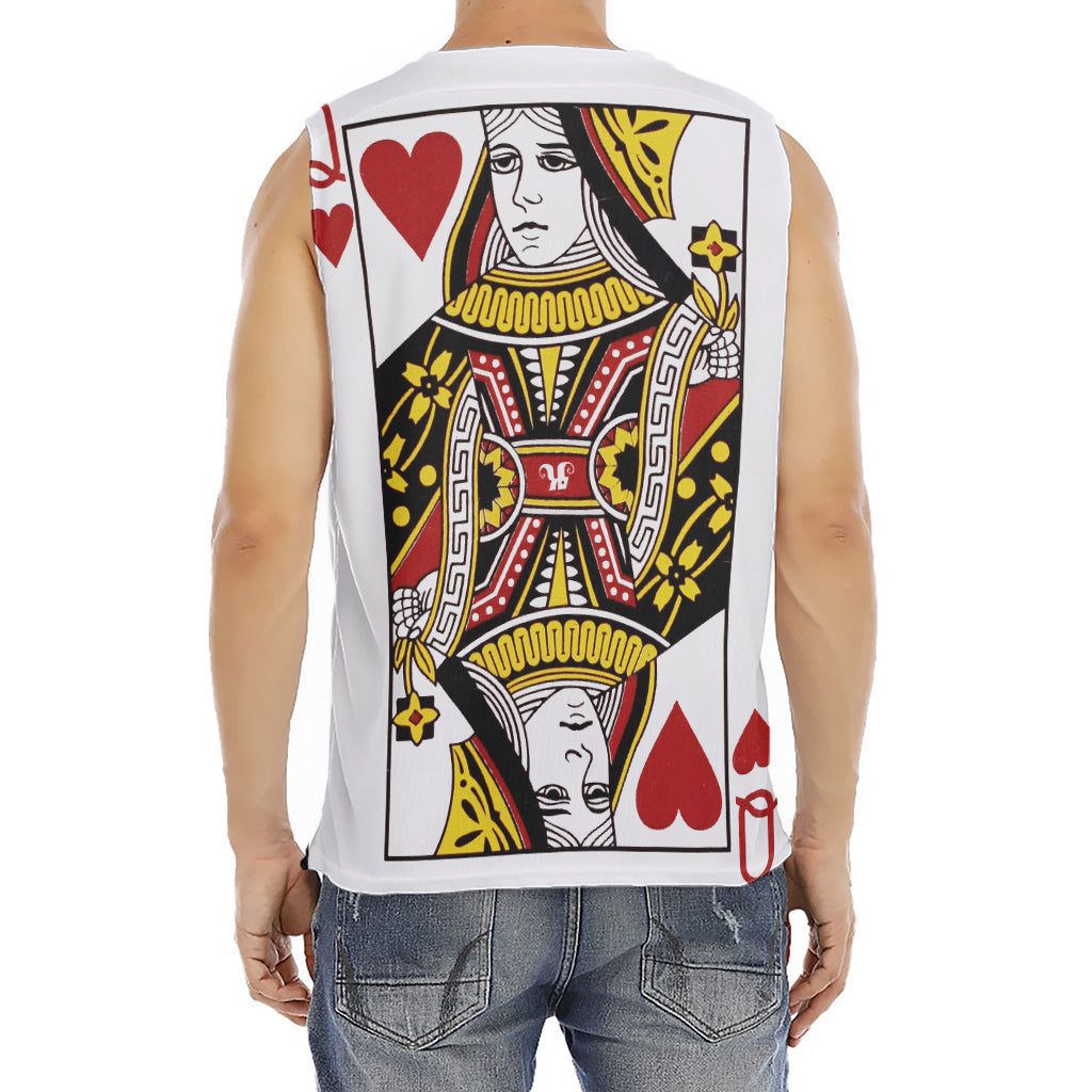 Queen Of Hearts Playing Card Print Men's Fitness Tank Top
