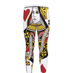 Queen Of Hearts Playing Card Print Men's leggings