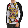 Queen Of Hearts Playing Card Print Men's Long Sleeve Rash Guard