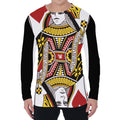Queen Of Hearts Playing Card Print Men's Long Sleeve T-Shirt
