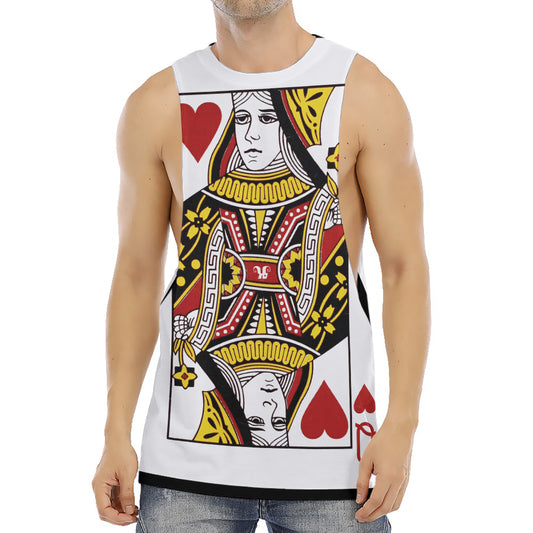 Queen Of Hearts Playing Card Print Men's Muscle Tank Top