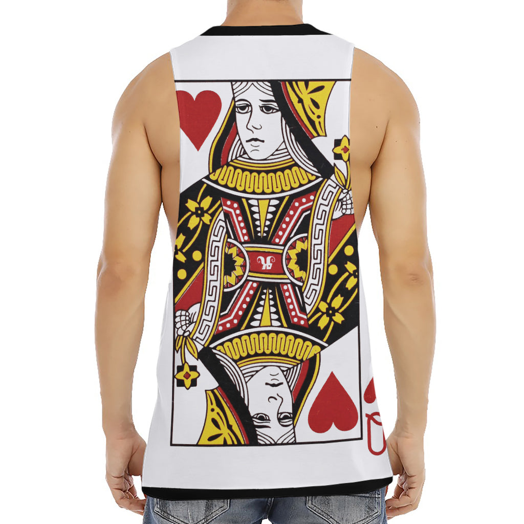 Queen Of Hearts Playing Card Print Men's Muscle Tank Top