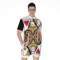 Queen Of Hearts Playing Card Print Men's Romper